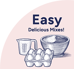 products dropdown image easy delicious mixes with an image eggs, milk and a bowl
