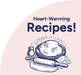 recipes dropdown image heartwarming recipes with an image of dough and a rolling pin
