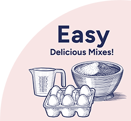 products dropdown image easy delicious mixes with an image eggs, milk and a bowl