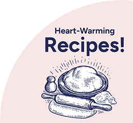 recipes dropdown image heartwarming recipes with an image of dough and a rolling pin