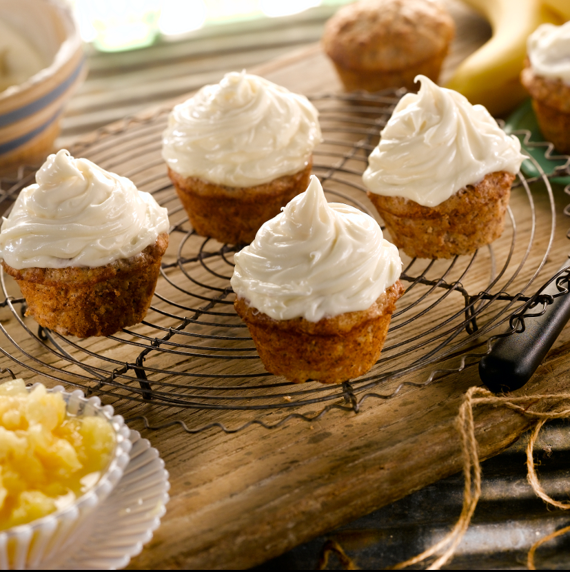 Frosted Hummingbird Cupcakes on cooling rack