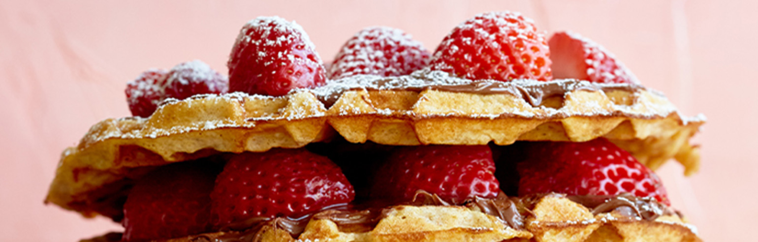 strawberry topped waffles