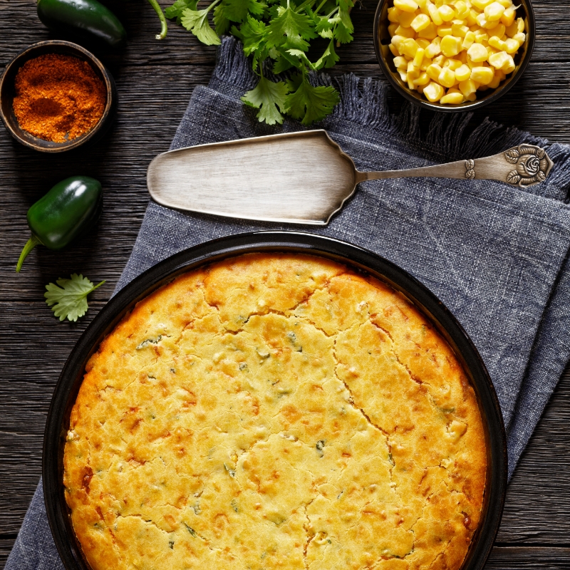 buffalo chicken cornbread with blue cheese