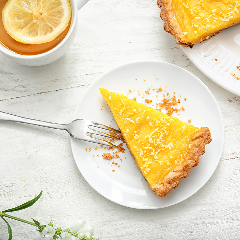 country lemon tart with butter pecan crust