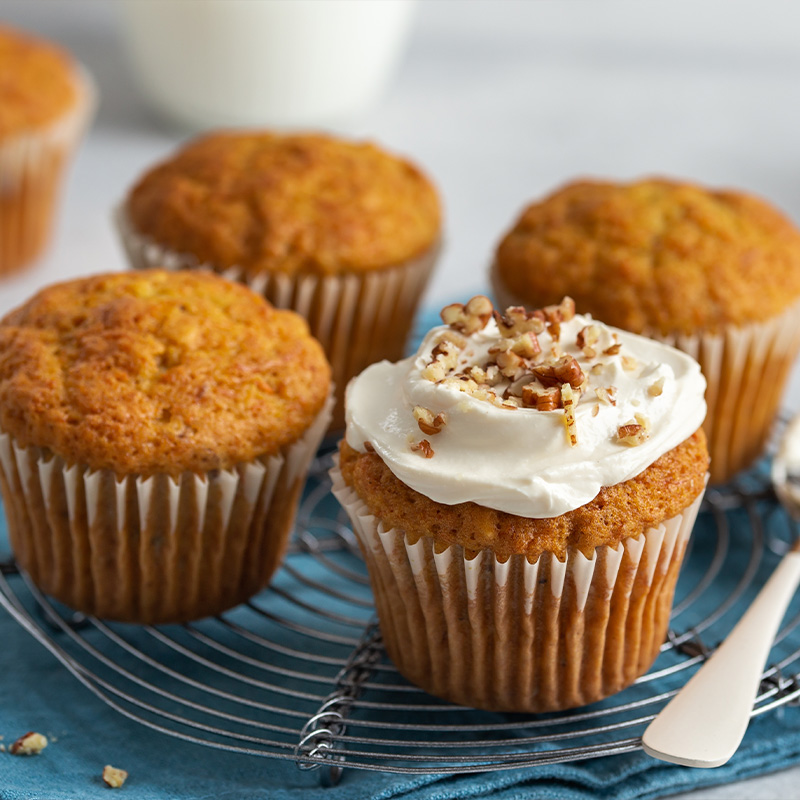 frosted orange carrot cake muffins